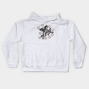 Cupid Boy angel pushing the terrestrial globe Kids Hoodie